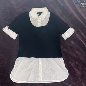 White House Black Market XS Black/White Shirt